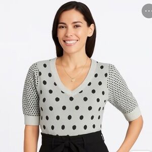 Les Serein Medellin Short Sleeve Sweater Mustard‎ Polka Dot Small NWT Stitch Fix